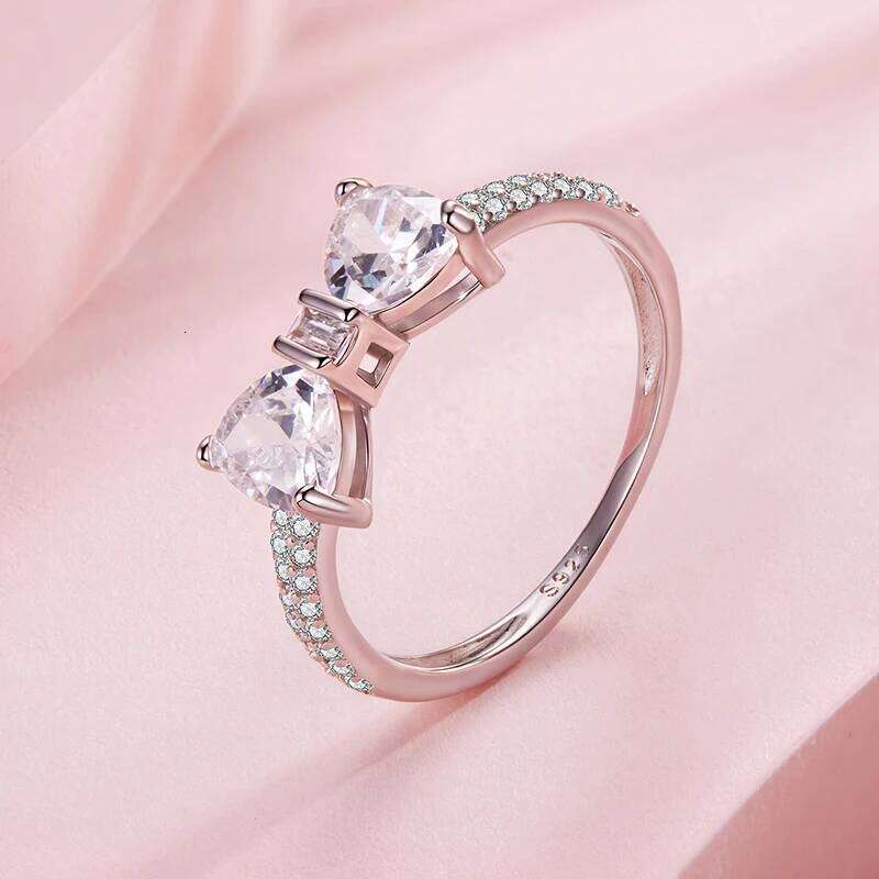 WOSTU 925 Sterling Silver ly Bowknot Ring For Women Clear AAA Zircon Band Rings Girl Daughter Birthday Wedding Gift H260312