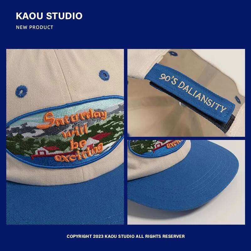 Niche Color Matching Flat Eaves Women's Autumn Winter Street Embroidered Baseball Face-Looking Small Hip Hop Peaked Cap Z260314