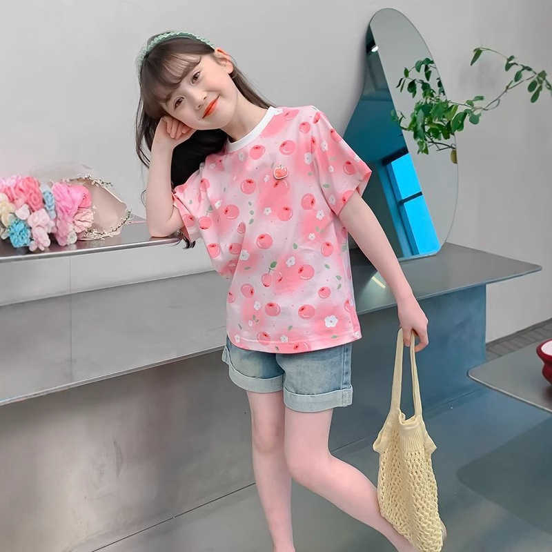 Women's T-Shirt Cool Feeling Girls' Short Sleeve T-Shirt Summer New Children's Top Girls' Summer Thin Casual Half Sleeve T-Shirt