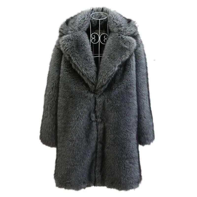 Luxury Men's Clothing Faux Fox Long Coats Overcoats Plus Sizes Winter Thicken Warm Mink Fur Windbreakers Jacket Z260313