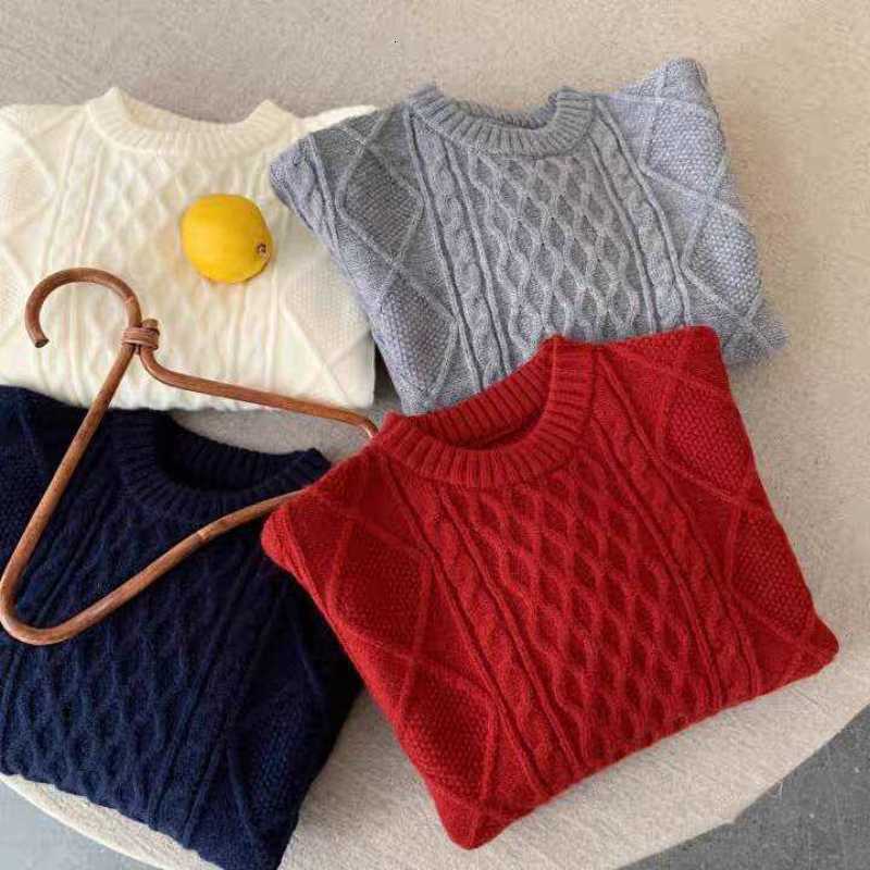 Pullover Children's Sweater for Boys and Girls Casual Thick Knitwear New Winter Style Baby Solid Color Textured Base Shirt Warm