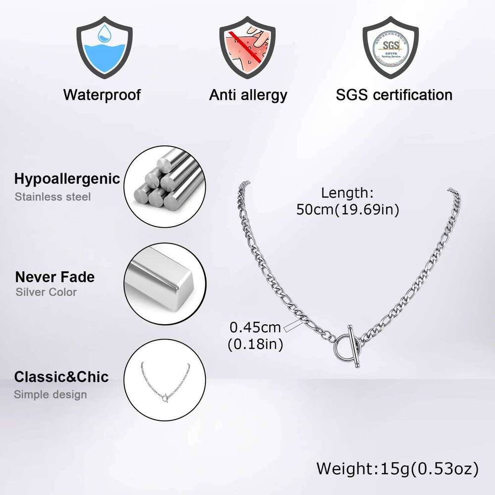 Vnox 50cm OT Buckle Stainless Steel Choker Necklaces for Men Women, Hip Hop Necklace Party Jewelry Accessories Chain Gifts H260312