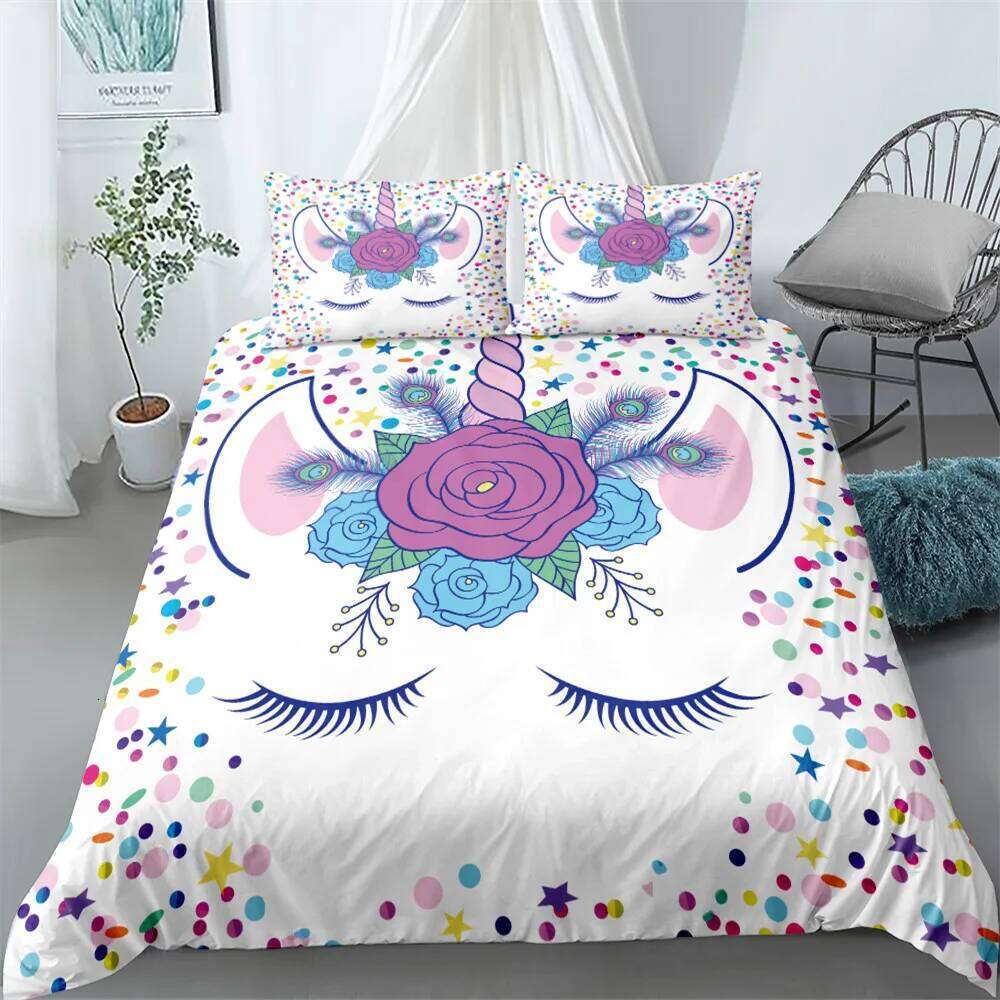 Popular Unicorn Duvet Cover Single Twin Double Queen Super King Size Bed Linen Set H260312 - view 6