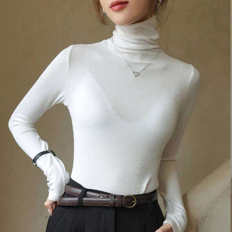 Autumn New Turtleneck basic Knitted Pullovers High-End Sense Temperament Long Sleeve Sweaters Fashion Slim Fit Bottoming Tops Z260313