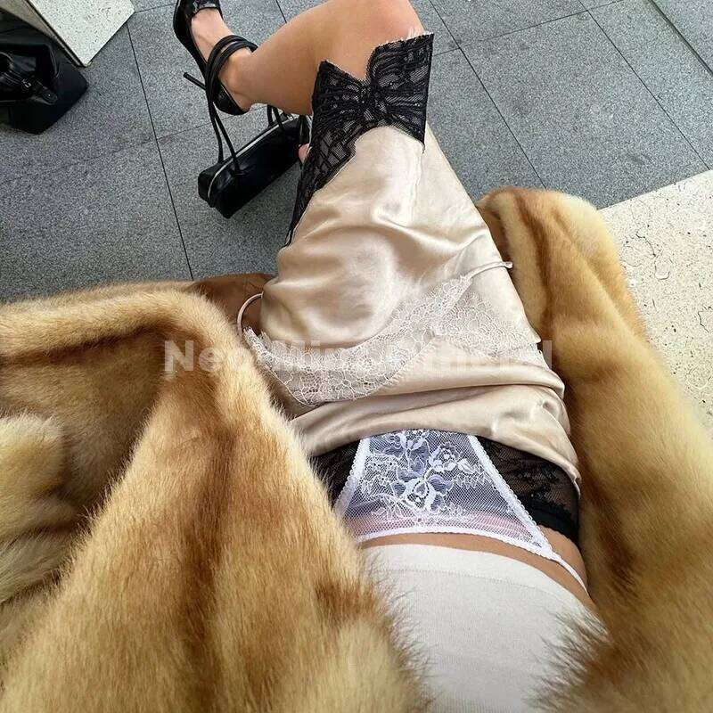 Neo Mint Runway Fashion Yellow Striped Maxi Long Faux Coat Jacket Women Winter Brand Fluffy Fox Fur Overcoat Girls Outerwear Z260313