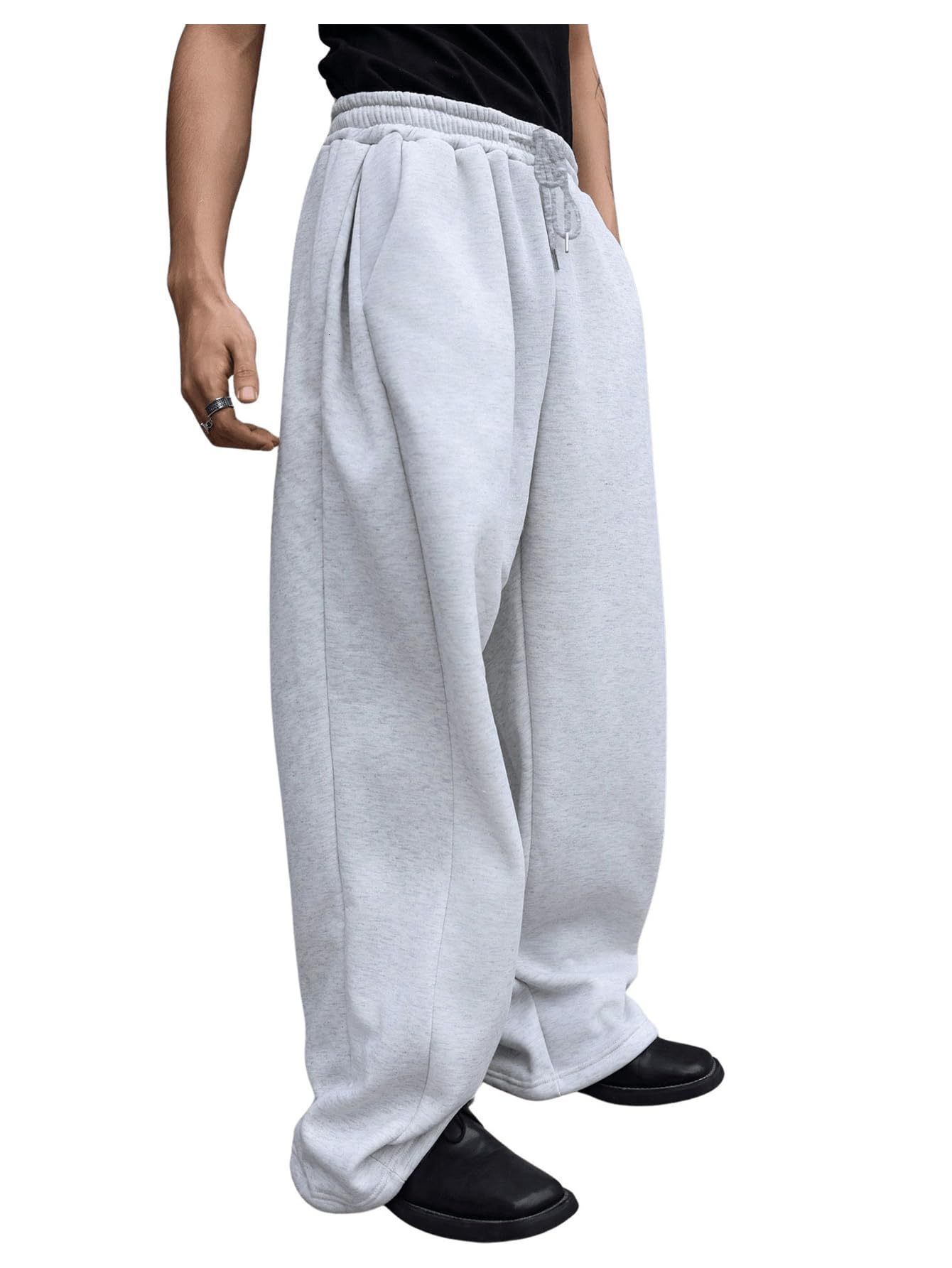 Solid color cotton sports pants for men in autumn American straight sweatpants loose simple trousers casual pants 250303