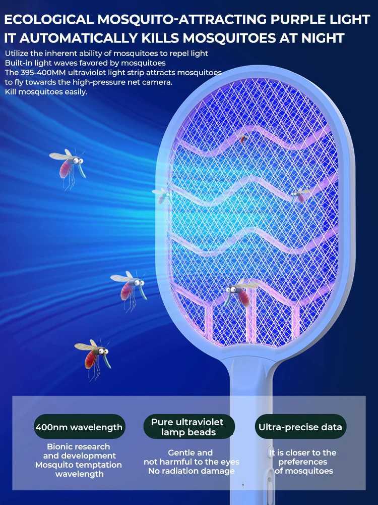 Household Electric Mosquito Swatter USB Rechargeable Mosquito Trap Powerful Mosquito Lamp H260313
