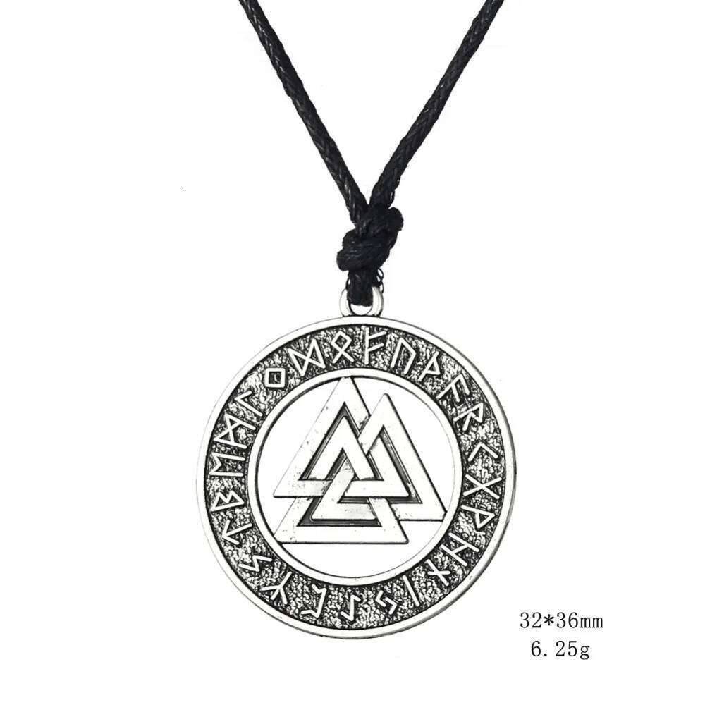 Teamer Vintage Men Ethnic Viking Warrior Scandinavian Amulet Valknut Odin's Symbol of Norse Runes Pendant Necklace H260312