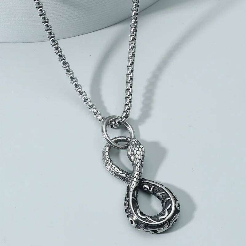 Vintage Punk Snake for Women Men Infinity Symbol Neck Chains Gothic Style Animal Charm Pendant Necklace Jewelry H260312