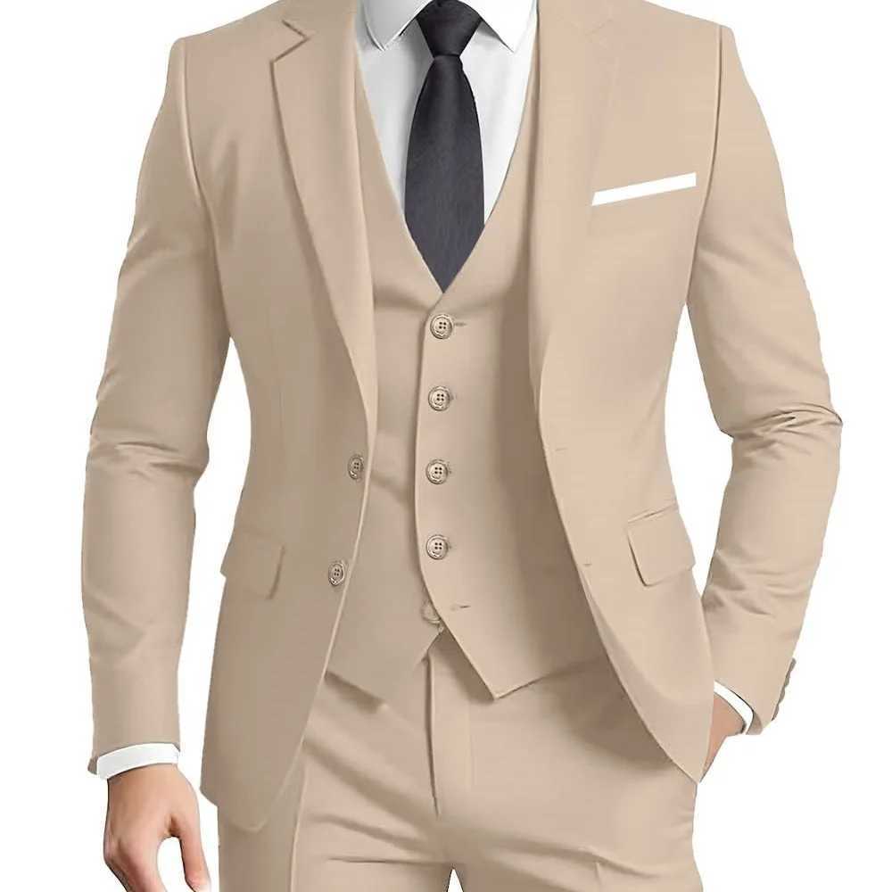Mens Green Olive Terno Suit with Peak Lapel 3-Piece Formal Ensemble Jacket Pants Vest for Home Party Occasions M260313