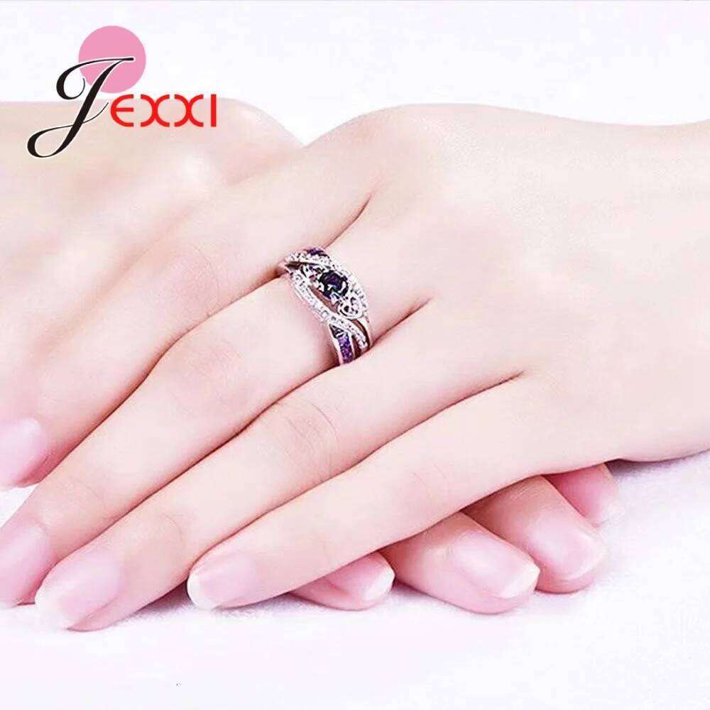 Big Promotion Colorful CZ 925 Sterling Silver Rings Size 6 7 8 9 10 11 12 13 For Women Fashion Jewelry Party Gift Wholesale H260312