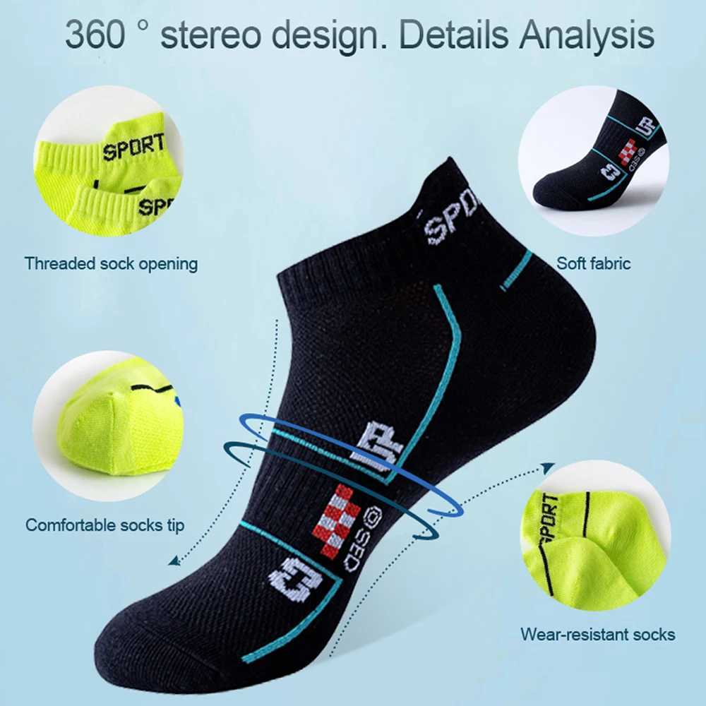 6 Pairs Socks Men Cotton Sport Casual Ankle Short Socks Breathable Mesh Spring Summer Ankle Sports Sockke Gift D260313