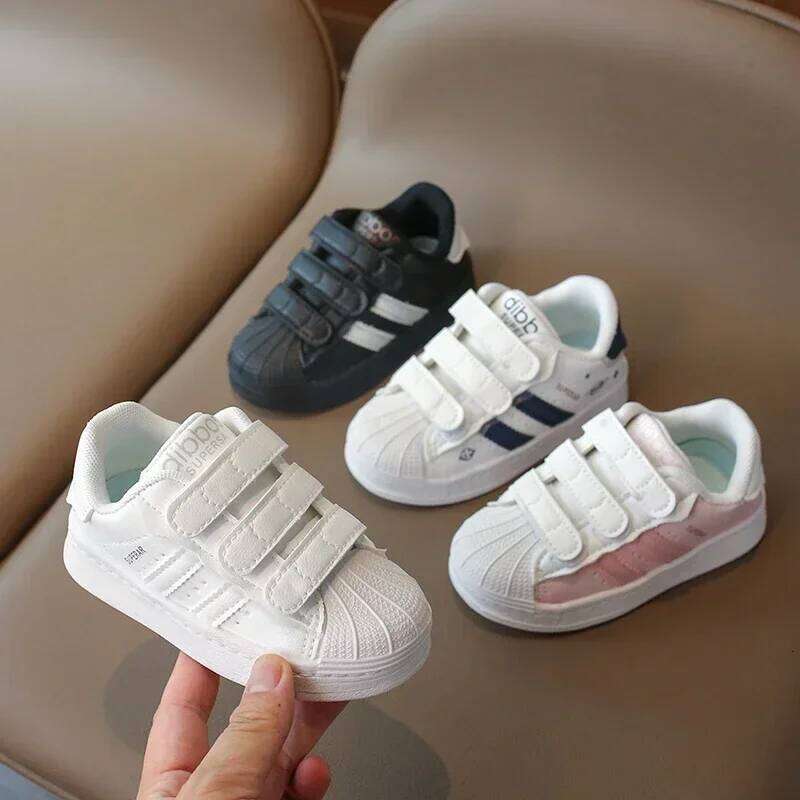 Children's Kids Fashion Design White Non-slip Casual Shoes for Boys Girls Hook Breathable Sneakers Toddler Outdoor Shoe 26Y0313