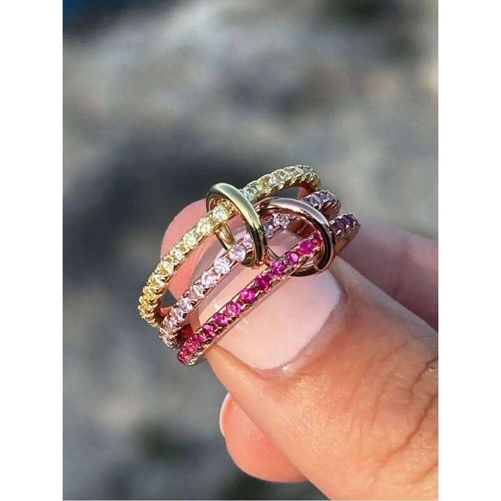 925 Sterling Silver Luxury Multiple Levels Of Interlocking Zircon Ring For Women Daily Life Fashion High Quality Fine Jewelry H260312