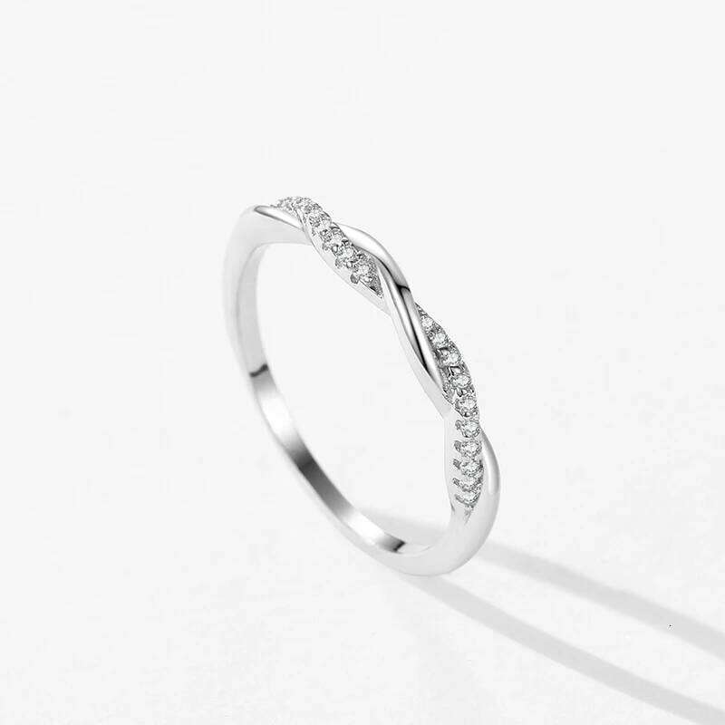 Ailmay 925 Sterling Silver Fashion Shiny Zirconia Staggered Line Design Finger Ring For Women Wedding Statement Fine Jewelry H260312