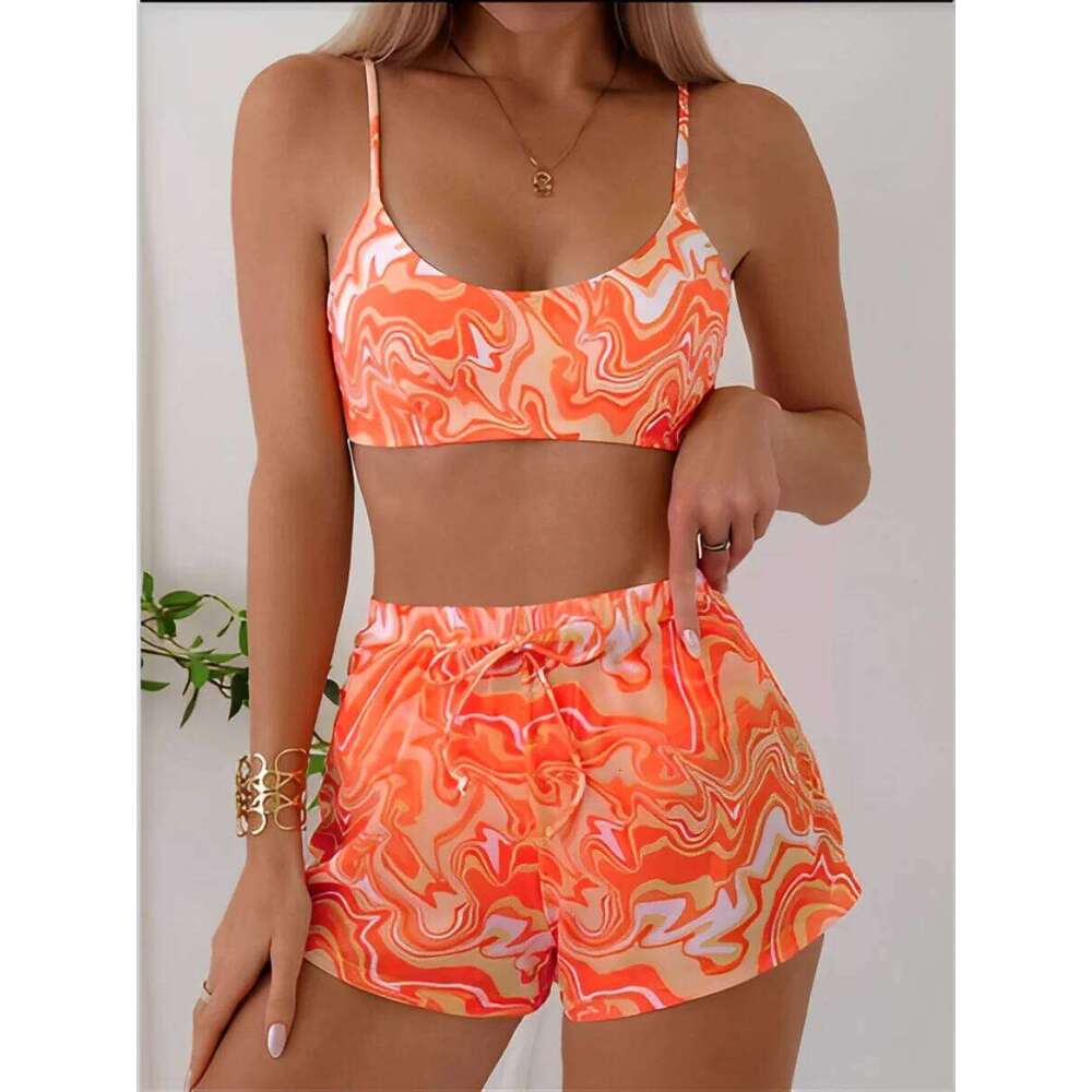 Sexy Bikini 2025 Women 3 Pieces Swimwear Female High Waist Swimsuit Orange Bathers Swimming Bathing Swim Suit Summer Beachwear Y260303