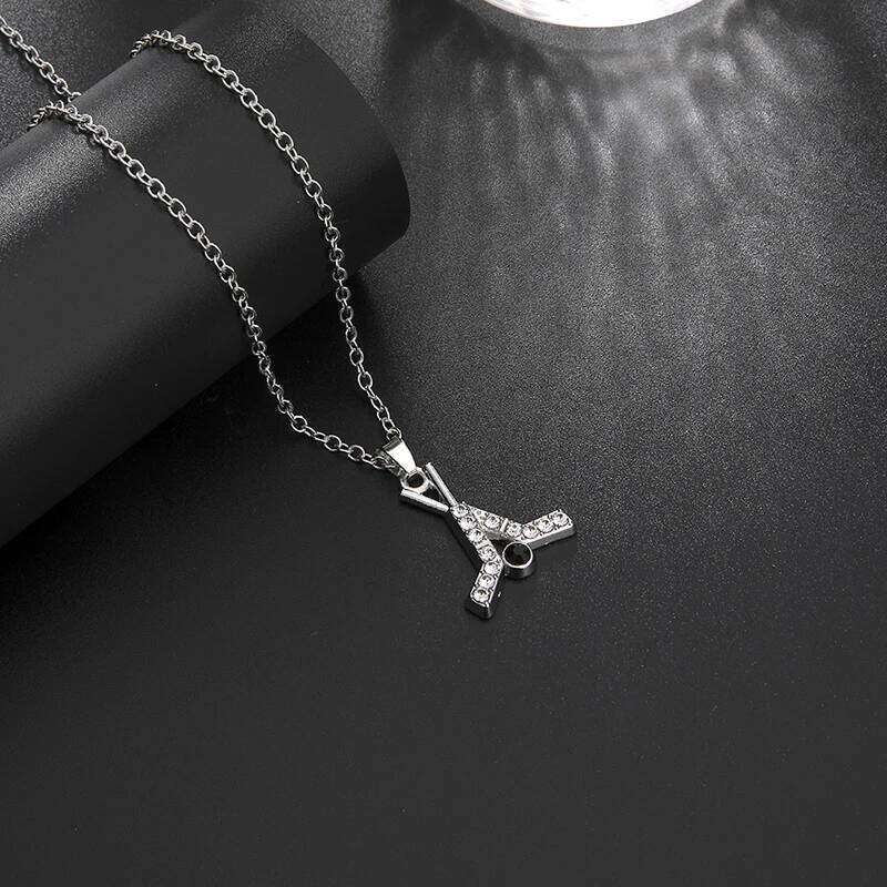 Teamer Clear Crystal Hockey Stick Pendant Necklace for Woman Men Adjustable Chain Fashion Sport Charms Silver Color Jewelry Gift H260312