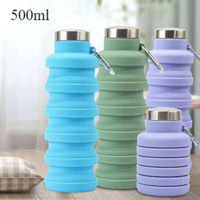 Reusable Collapsible Silicone Water Bottle Foldable Leakproof Sports Portable Cycling Gym Hiking Cup Outdoor Camping Travel Z260314