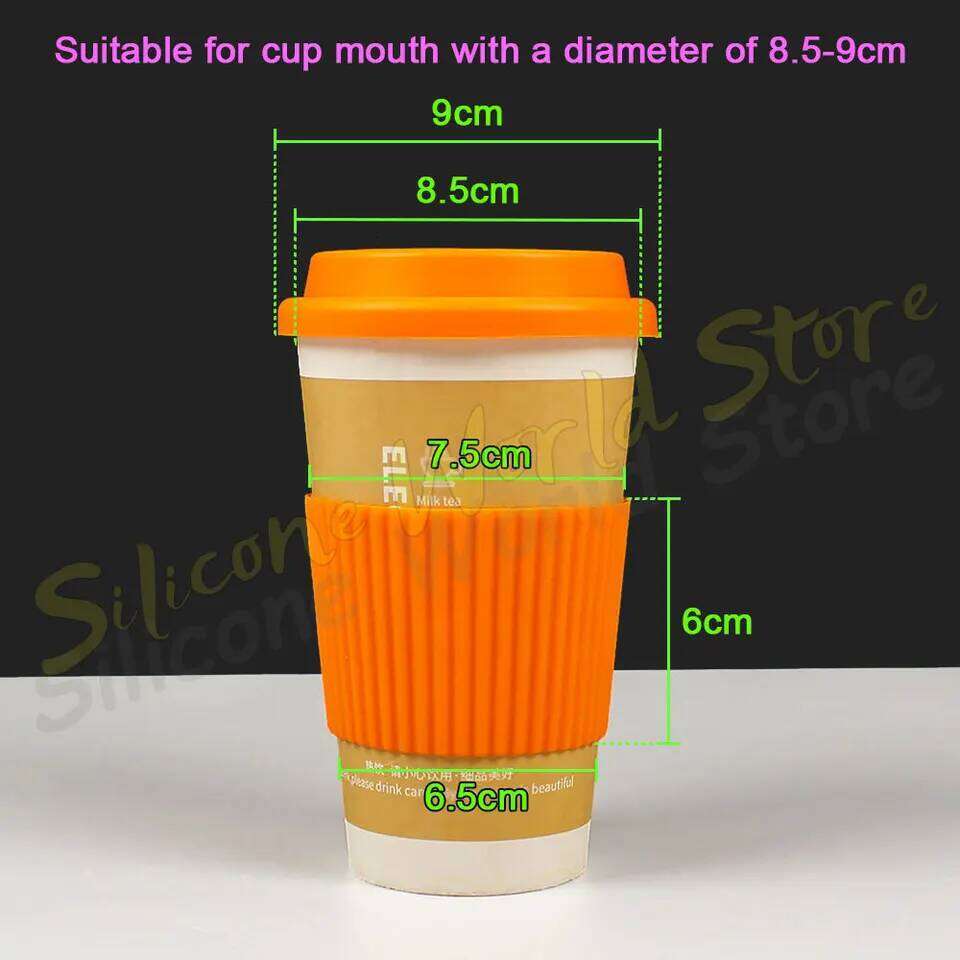 World 2PCS/Set Silicone Anti Slip Heat Insulation Sleeve Coffee Mug Glass Cover Anti-Dust Cup Lids Z260313