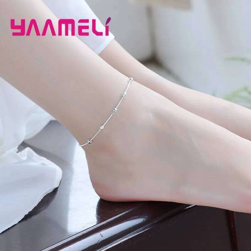 Trendy Women Foot Chains Adjustable Mujer Charm 925 Sterling Silver Color Anklets Bohemia Jewelry Summer Holiday Design Z260313