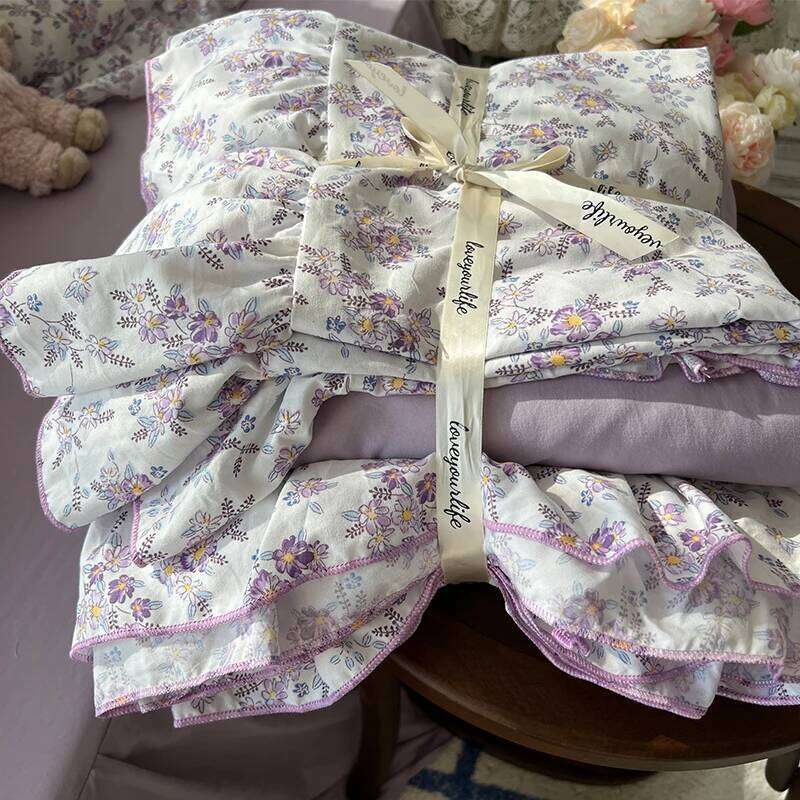 3/4Pcs Korean Princess Style Floral Ruffles Bedding Skin-friendly Soft Duvet Cover Set Sheet Or Bed Skirt Pillowcases H260312 - view 3