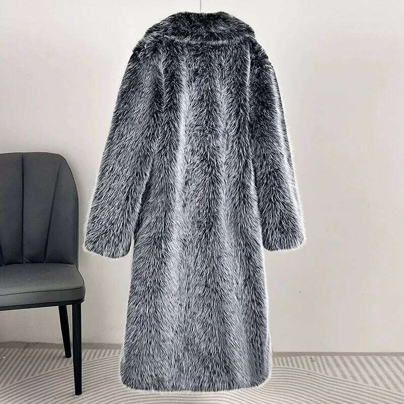 Fox Imitation Women's 2025 New Winter & Faux Fashion Lapel Solid Color Casual Wear Women Fur Coat H372 Z260313