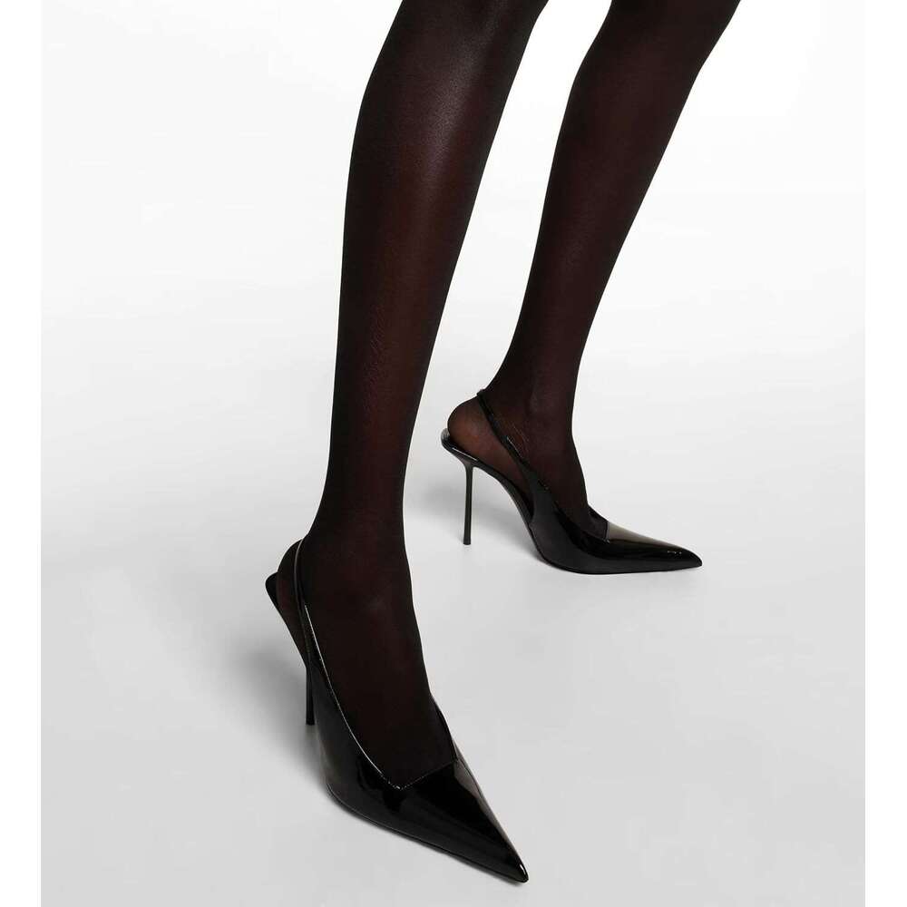 Slingback For Women Pointed Toe Stiletto High Heels Stretch Slip On Backless Patent Leather Fashion Comfortable Dress Pumps Shoes MOJIDASHU