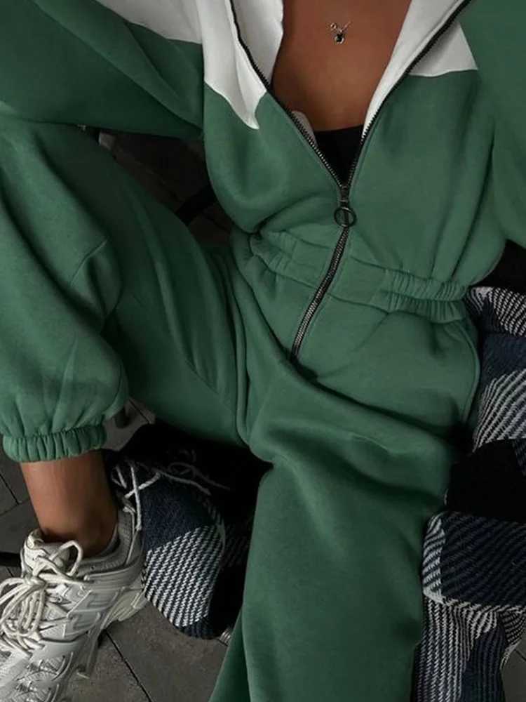 Sports and leisure contrast color jumpsuit fashion trend street jumpsuit womens suit new women clothing a01 M260313