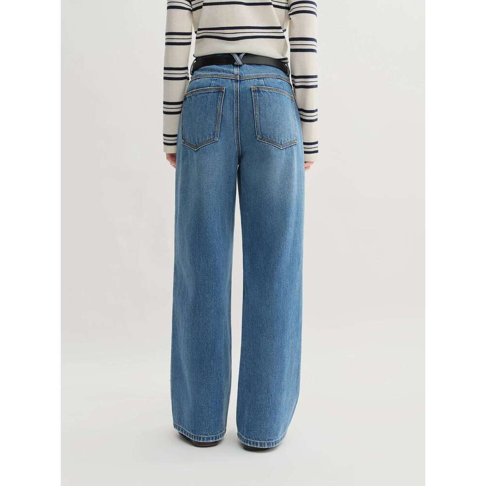 DUSHU 2025 Summer Women's Ripped Jeans - Straight Leg Non-Stretch Casual Pants High Waist Versatile Long Trousers Z260313