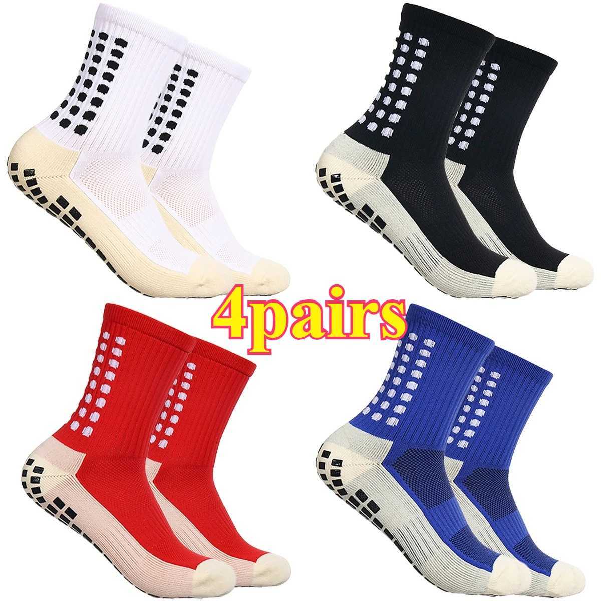 4pairs European size children36-41 of football socks sports socks mens mid-calf socks silicone nonslip dot socks basketball yog D260313