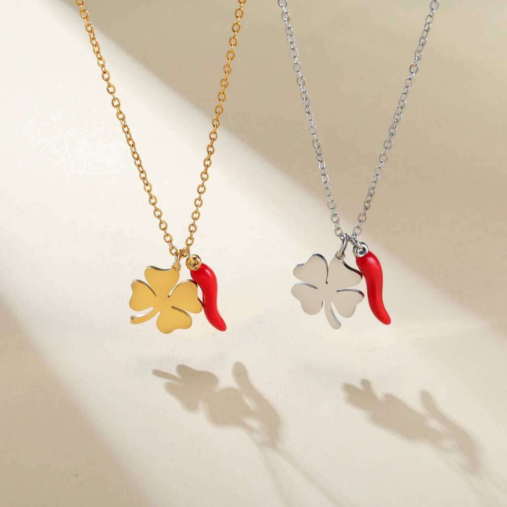Red Italian Horn Cr Necklace Stainless Steel Gold Color Necklaces Good Luck Protection Jewelry Gift for Women H260312