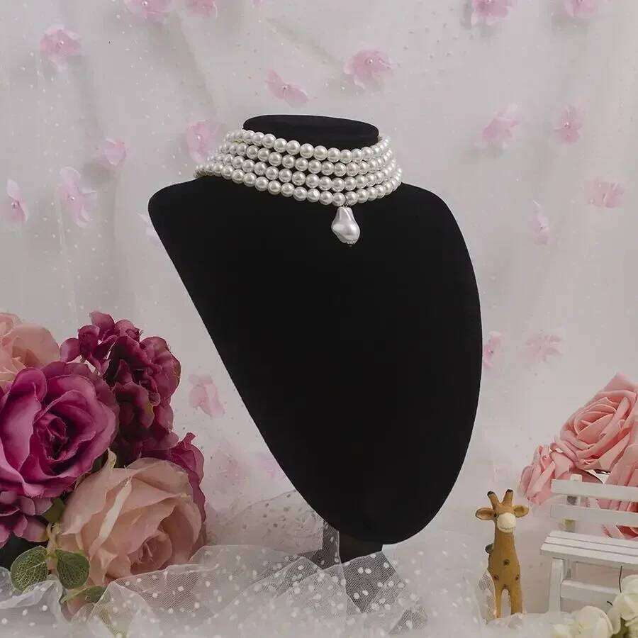 Multi Pearl Fashionable Layer Collarbone Chain Collar Exaggerated Personality Necklace Choker Accessory H260312