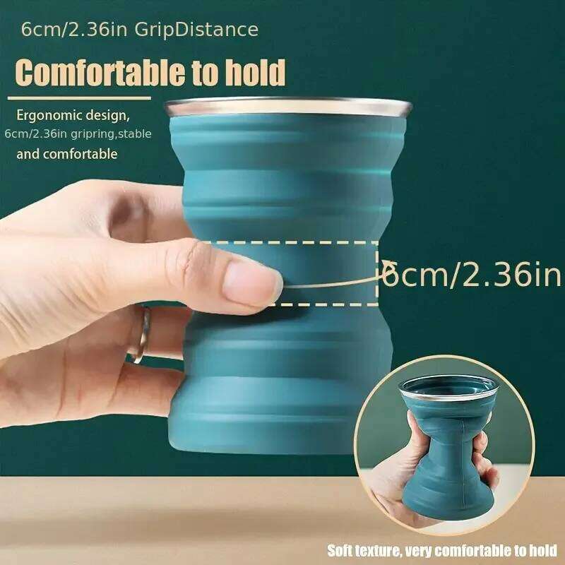 Portable silicone water 320ml outdoor heat-resistant cup with lid foldable travel drinking cup, Z260313