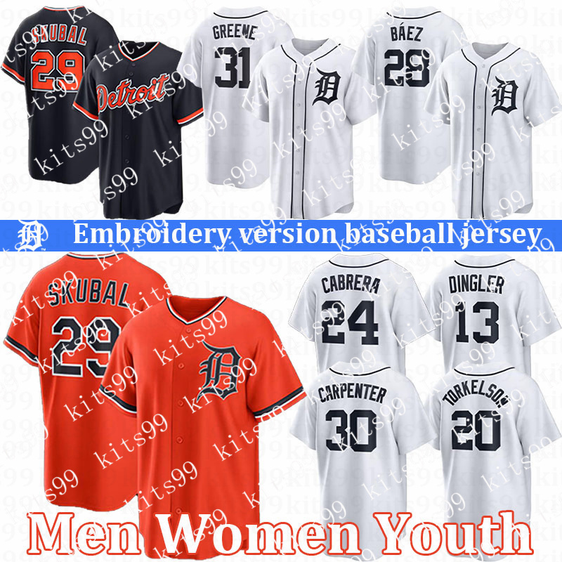 #29 Tarik Skubal Jersey #31 Riley Greene Jersey Tigers Jerseys Javier Baez Spencer Torkelson Kenta Maeda Jackson Jobe Justyn-Henry Malloy Custom City Baseball Jerseys