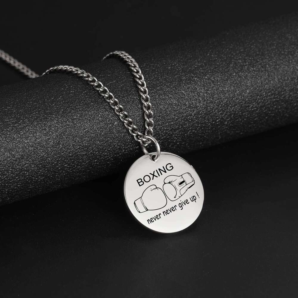 Boxing G Necklace For Men Woman Father Dad Boy Kid Child Sports Fight Stainless Steel Chain Pendant Gold Color Jewelry H260312