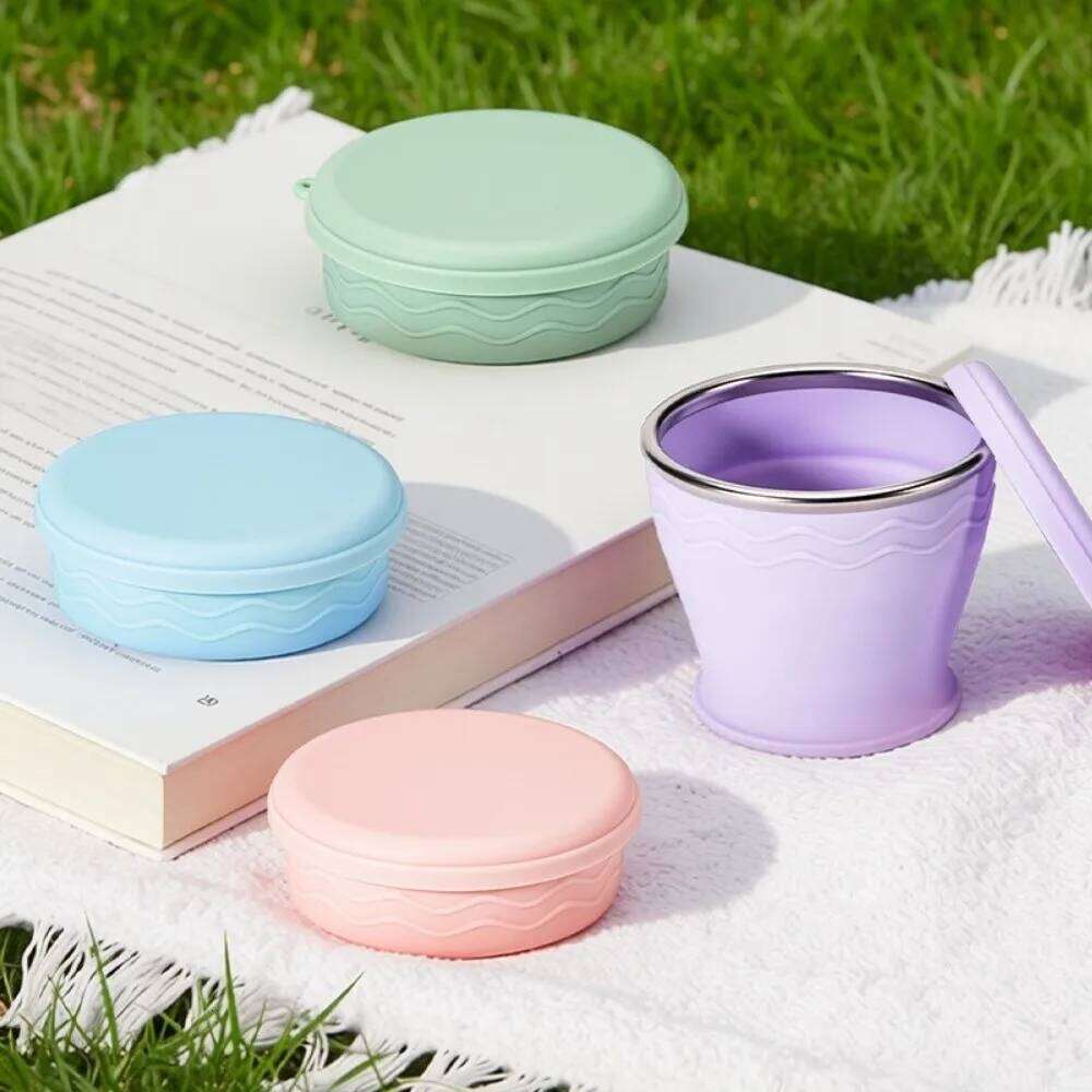New 200ml Foldable With Lid Silicone Collapsible Retractable Cup Drinking Mug Camping Z260313
