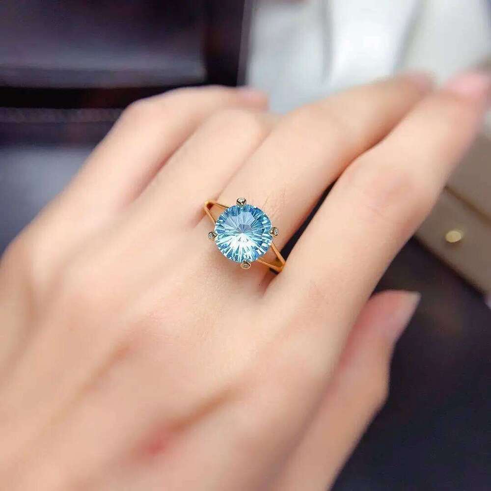 Single 14k gold laboratory aquamarine ring H260312