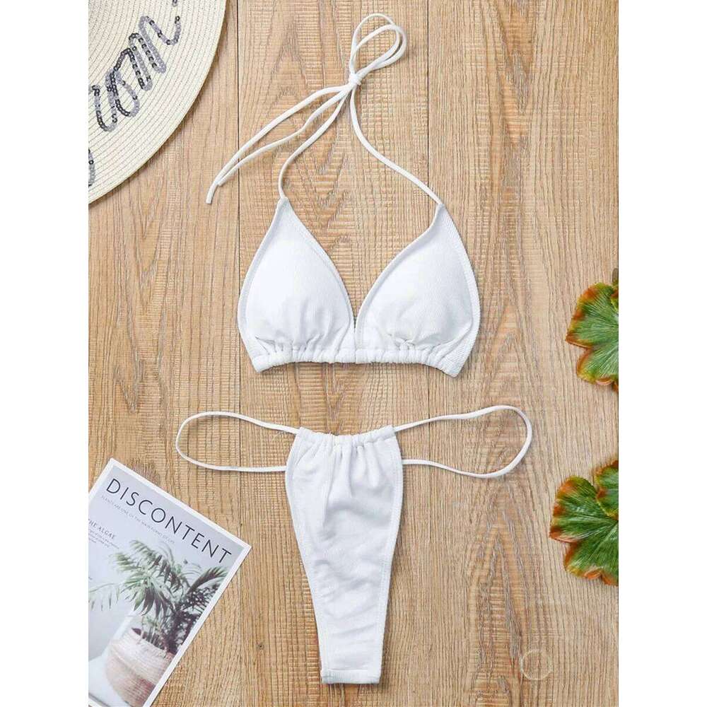 Ribbed Extreme Mini Micro 2025 Women Swimsuit Female Brazilian Swimwear Two Pieces Bikini Set High Cut Bathing Suit Swim Y260303