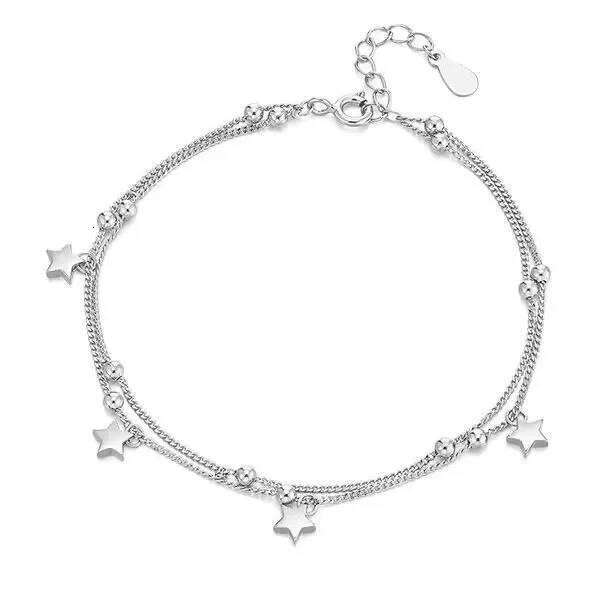 Nice 925 Sterling Silver star chain Bracelets Fashion cute gift Jewelry Charms for men Women Lady Wedding 18+5CM Z260313