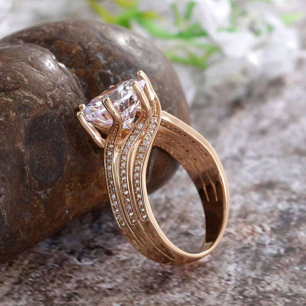 Gorgeous Solitaire Zirconia Bridal Wedding Rings Gold Color Engagement Party Brilliant Women Jewelry Anillos De Mujer H260312