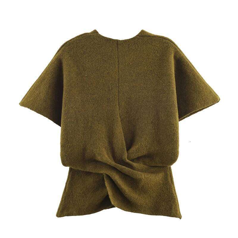 Women's Trendy Pleated Short-Sleeve Knit Top Sexy Fashion Fall 2025 Z260313