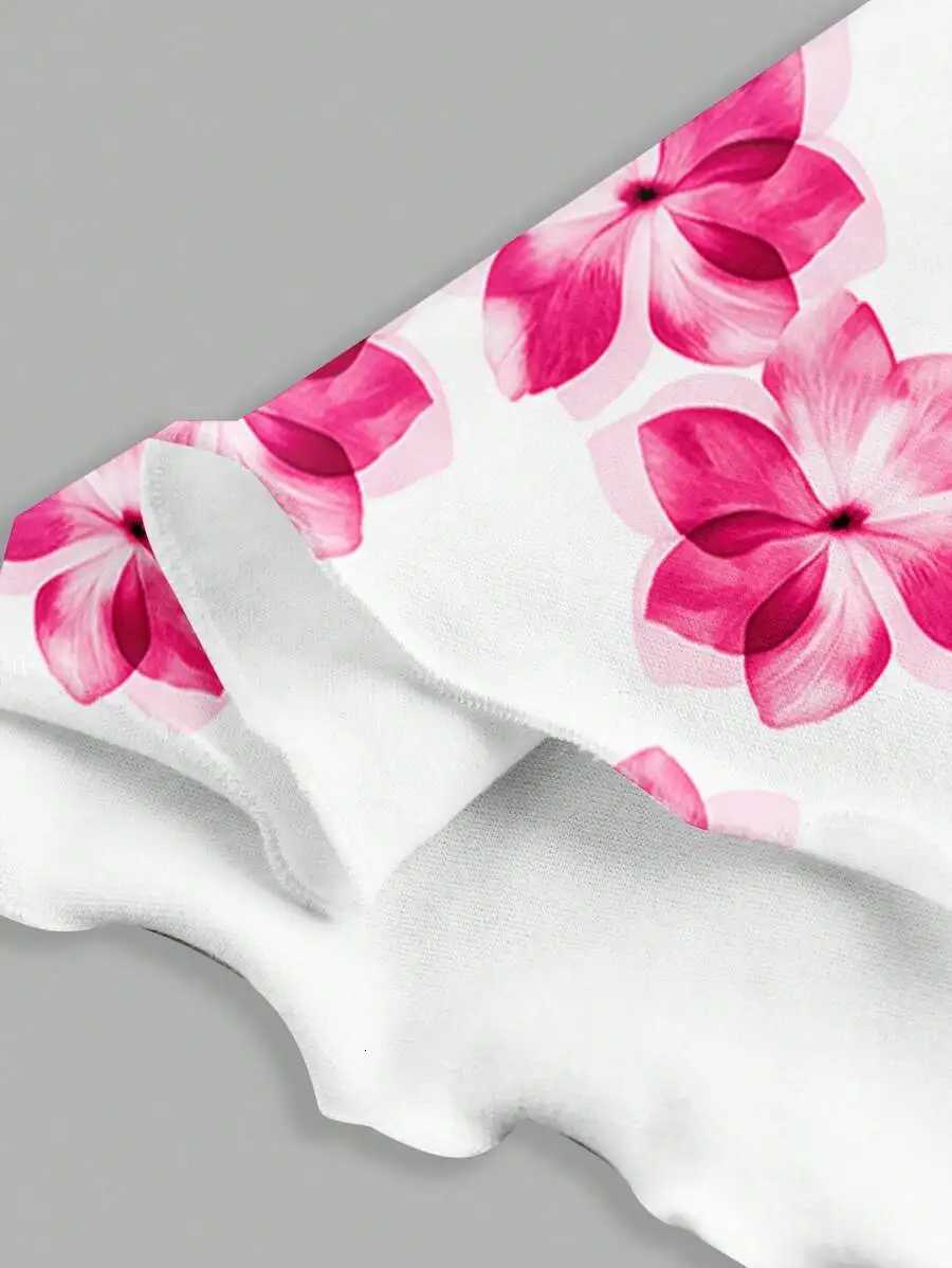 Womens Casual Floral Print Knit Mini Dress Crisscross Thin Straps Lettuce Hem Detail Stylish Going-Out StyleT260314