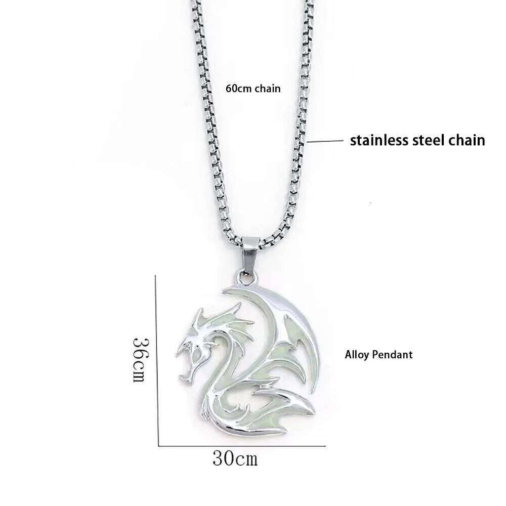 Hiphop Rock Stainless Steel Chain Luminous Alloy Dragon Pendant Glowing Night Dance Disc Glow In The Dark Necklace H260312