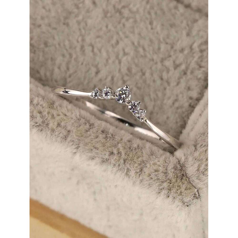 New S925 Sterling Silver European and American Fashion Crown Diamond Versatile Forest Style Women's Zircon Ring H260312