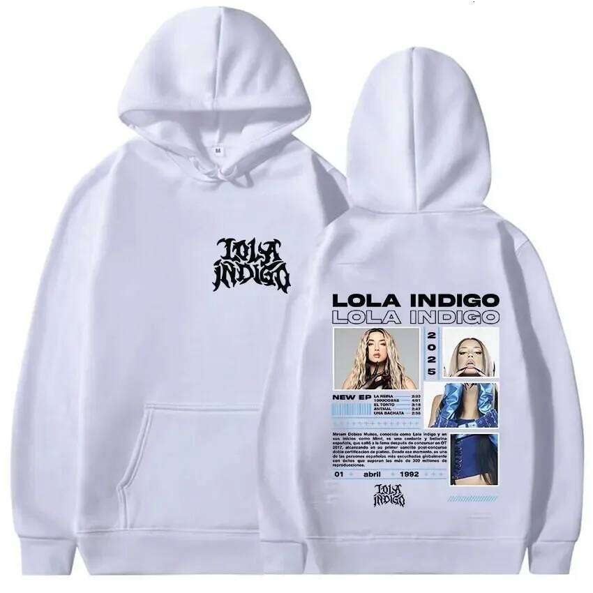 Lola Indigo New Merch Hoodie Black Metal Font & EP Info Collage Graphic Apparel for Music Fans Women And Men Hoodies Z260314