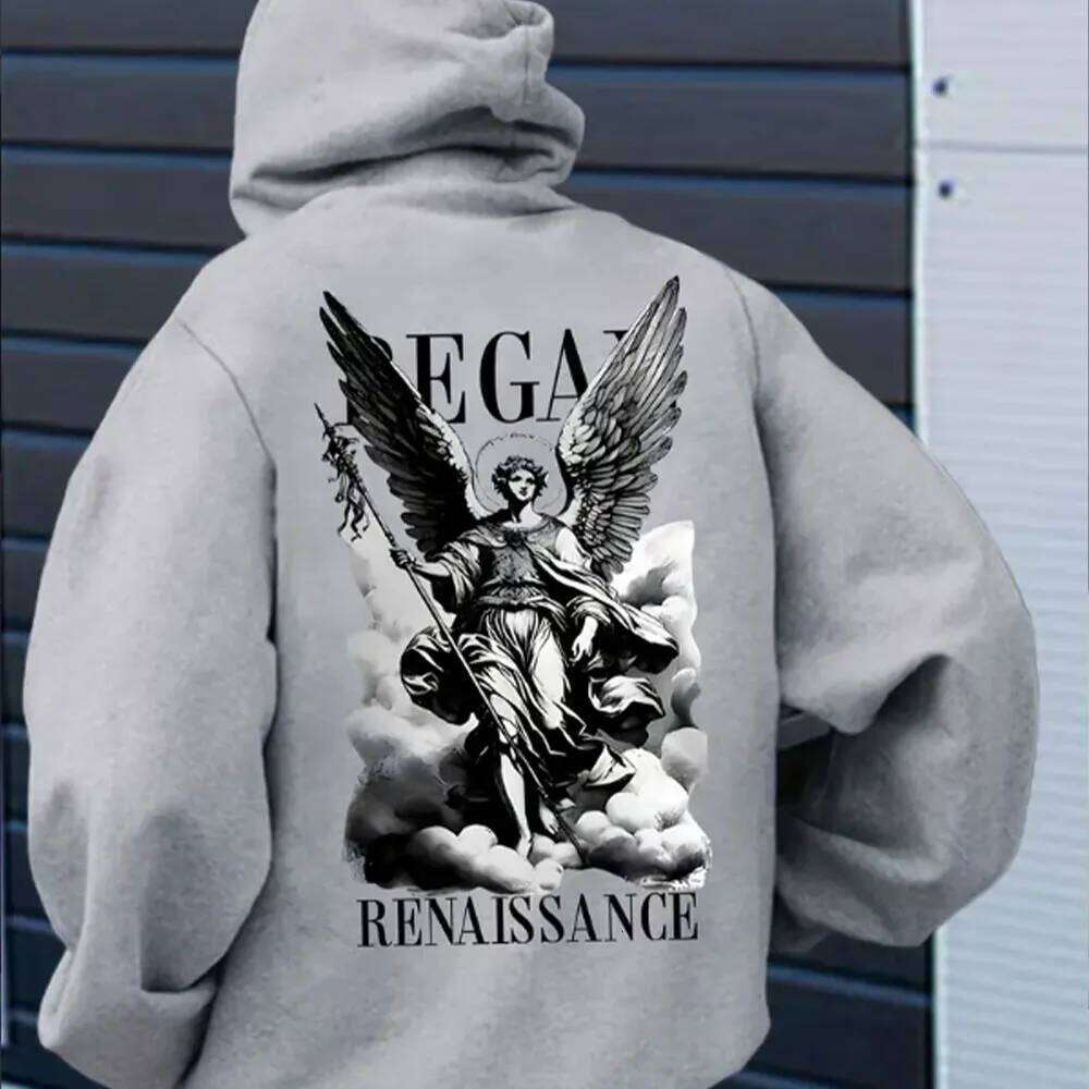 Commuting fashion men's autumn and winter must-have with English letter printing hooded sweatshirt versatile s Z260314