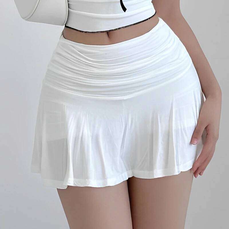 Hot Girl Low Waist Short With Safety Pants Summer Drape Pleated A-Line Skirt Z260314