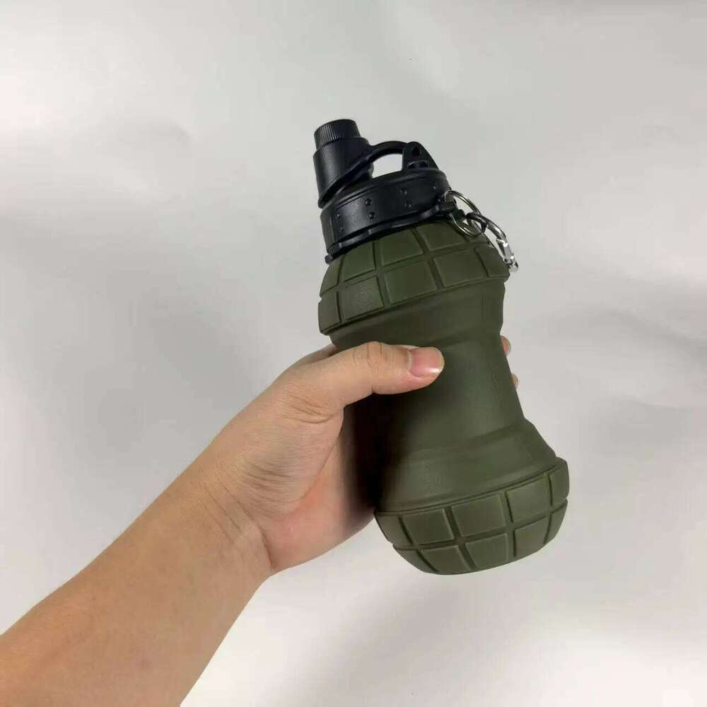 Creative Grenade-Shaped Silicone Collapsible Water Cup, Portable, 4 Macaron Colors, 600ml Large Capacity, Suitable for Sports, Outdoor Hiking, Travel,