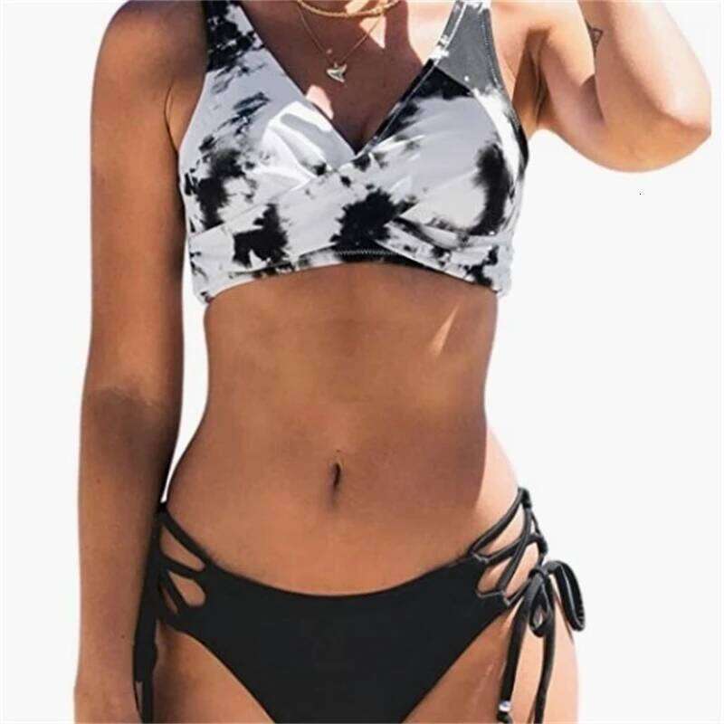 Women's Bikini Swimsuit Front Cross Lace Up Two Piece Bathing Suit Y260303