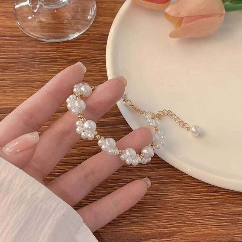 Elegant Cat Claw Pearl Bracelet for Women Zircon Splice Flower Minimalism Bilayer Temperament Accessories Fashion Jewelry Gift Z260313